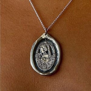 Wax Seal Stamp Pendant - Girl with a Pearl Earring - Sterling Silver - Handmade